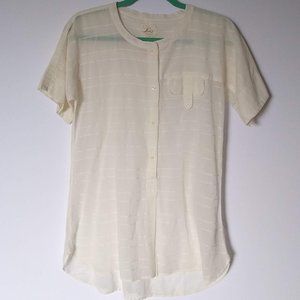 Levi's Cream Lightweight Sheer Short Sleeve Popover Tunic sz S